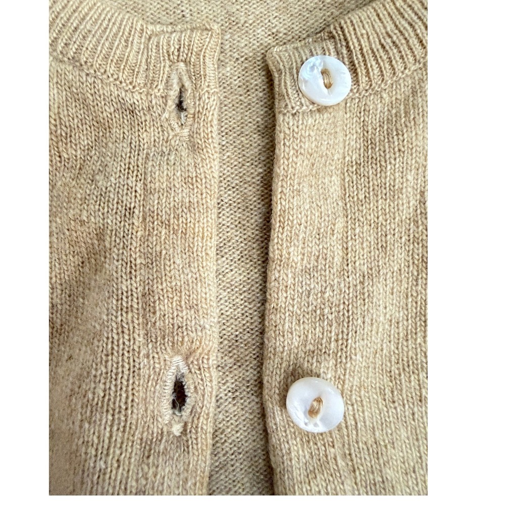 Pringle of Scotland 100% Cashmere Cardigan Sweater Beige Womens M Preppy - Picture 10 of 12